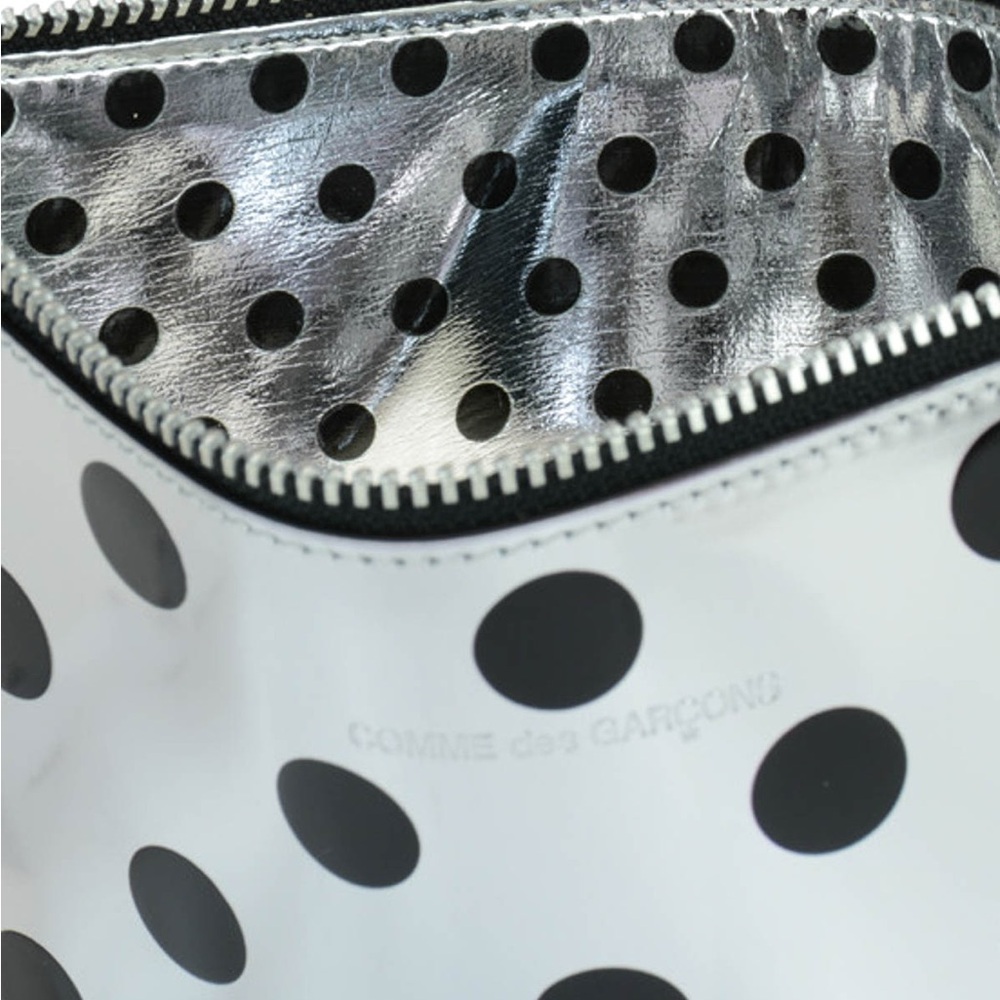 Comme des Garcons Metallic Silver Clutch Pouch with Black Dots - Picture 2 of 7